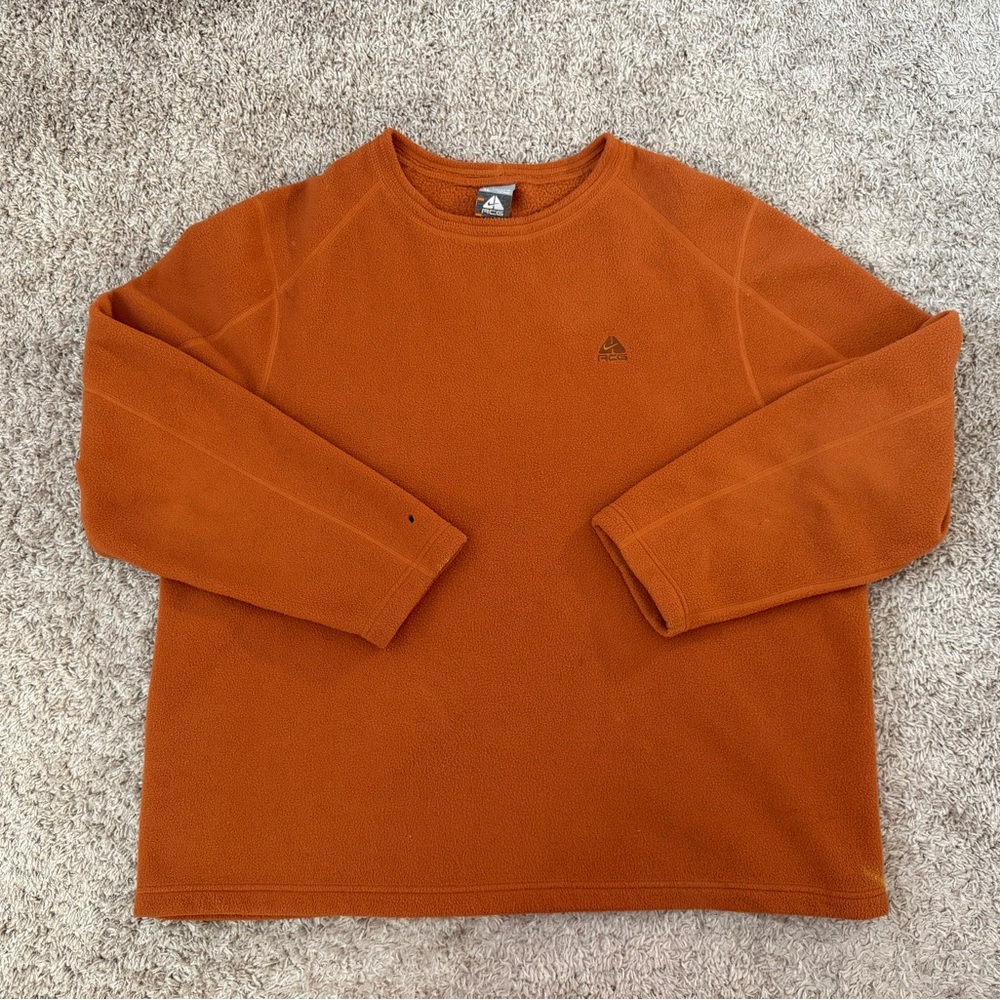 Vintage 2000s Nike ACG Orange Pullover Fleece Sweater/Sweatshirt Sz XL